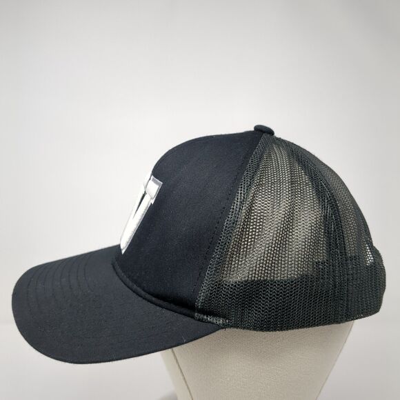 V Snapback Trucker Hat Black One Size Adjustable Mesh Back Pacific Headwear - Picture 3 of 9